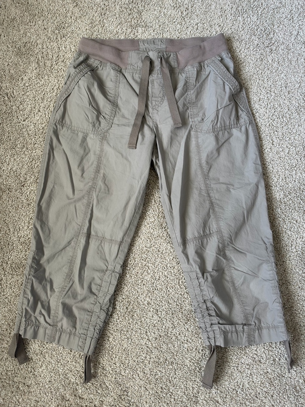 Calvin Klein Taupe Elastic Waist Cargo Capris